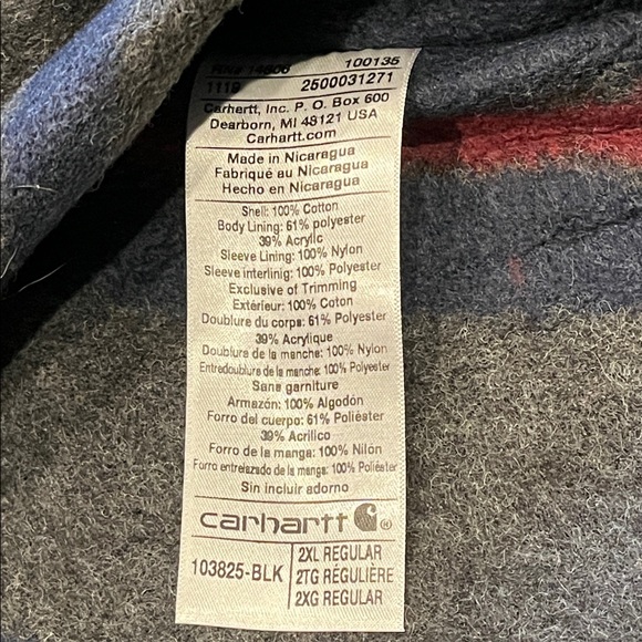 Carhartt Black Chore Jacket Cotton Canvas Heavy Barn Field Coat Blanket Mens 2XL - Picture 14 of 16